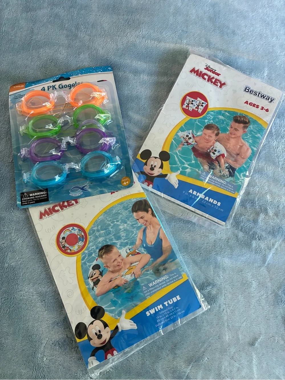 Mickey Mouse Kids Swim Tube & Arm Bands - set of four piece child goggles